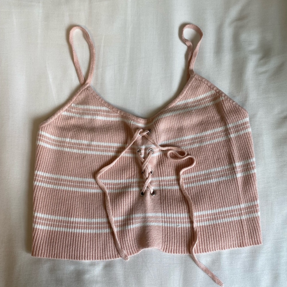 Pink striped crop top